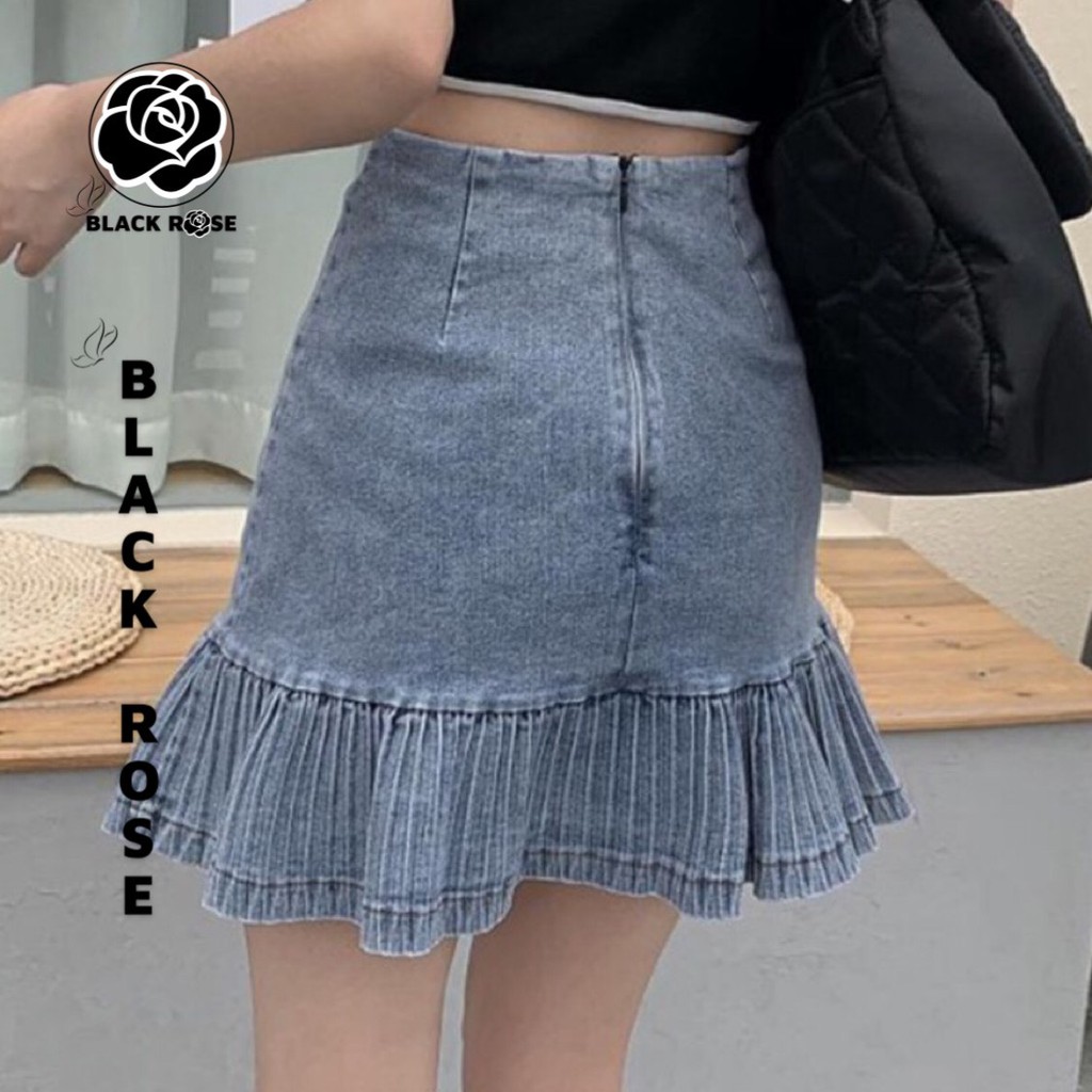 Chân Váy Bò Jean Chữ A Cao Cấp BLACK ROSE Váy Đầm Rin Demin Nữ Phong Cách Hàn Quốc Hot Trend 2021 Mùa Hè-TẤM BOUTIQUE