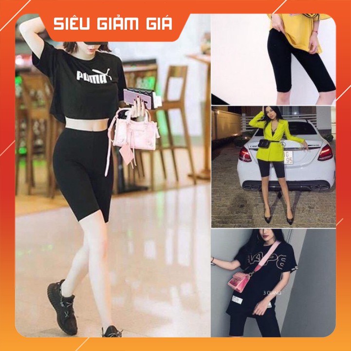 Quần Legging Đùi Nâng Mông, Quần Thun Lửng Nữ Tập Gym Cạp Cao Siêu Co Dãn