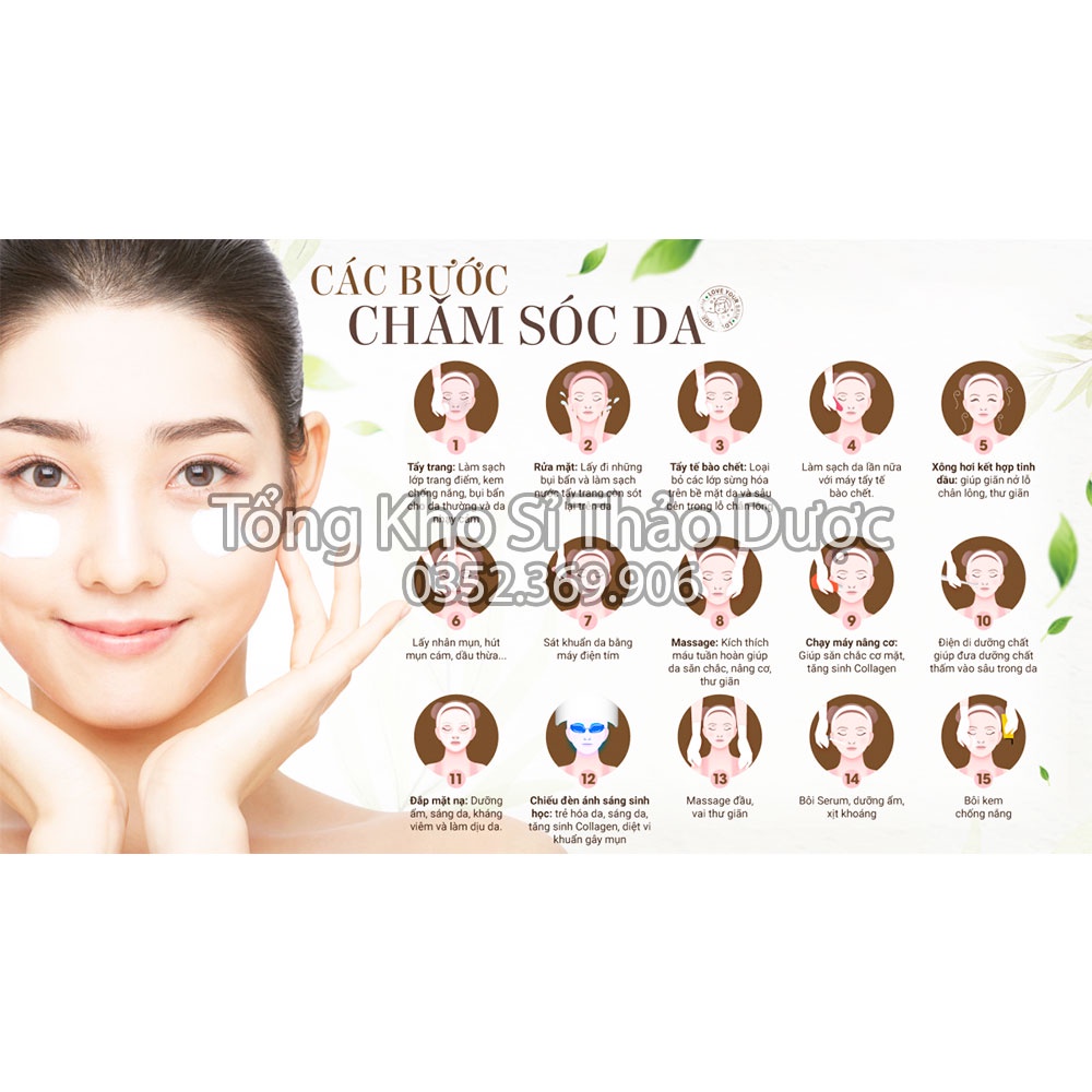 Combo 10 loại bột đắp mặt dưỡng da (Bột thiên nhiên dưỡng trắng da, mờ thâm sạm)