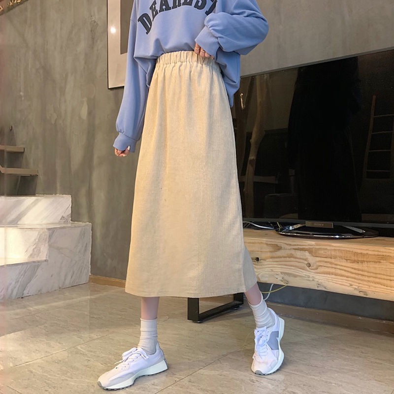 [LININ] Chân Váy Nhung Chữ a Lưng Cao Ôm Dáng Phong Cách Preppy Nhật Bản Ngọt Ngào Mùa Thu Đông