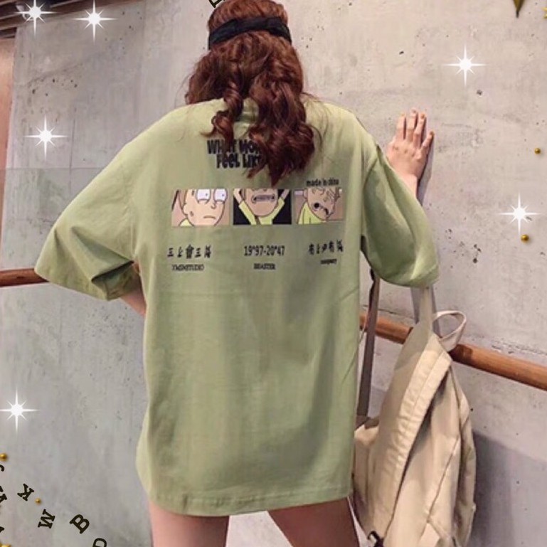 Áo thun nữ tay lỡ xanh mint in chữ unisex size m,l 45kg - 70kg DTL