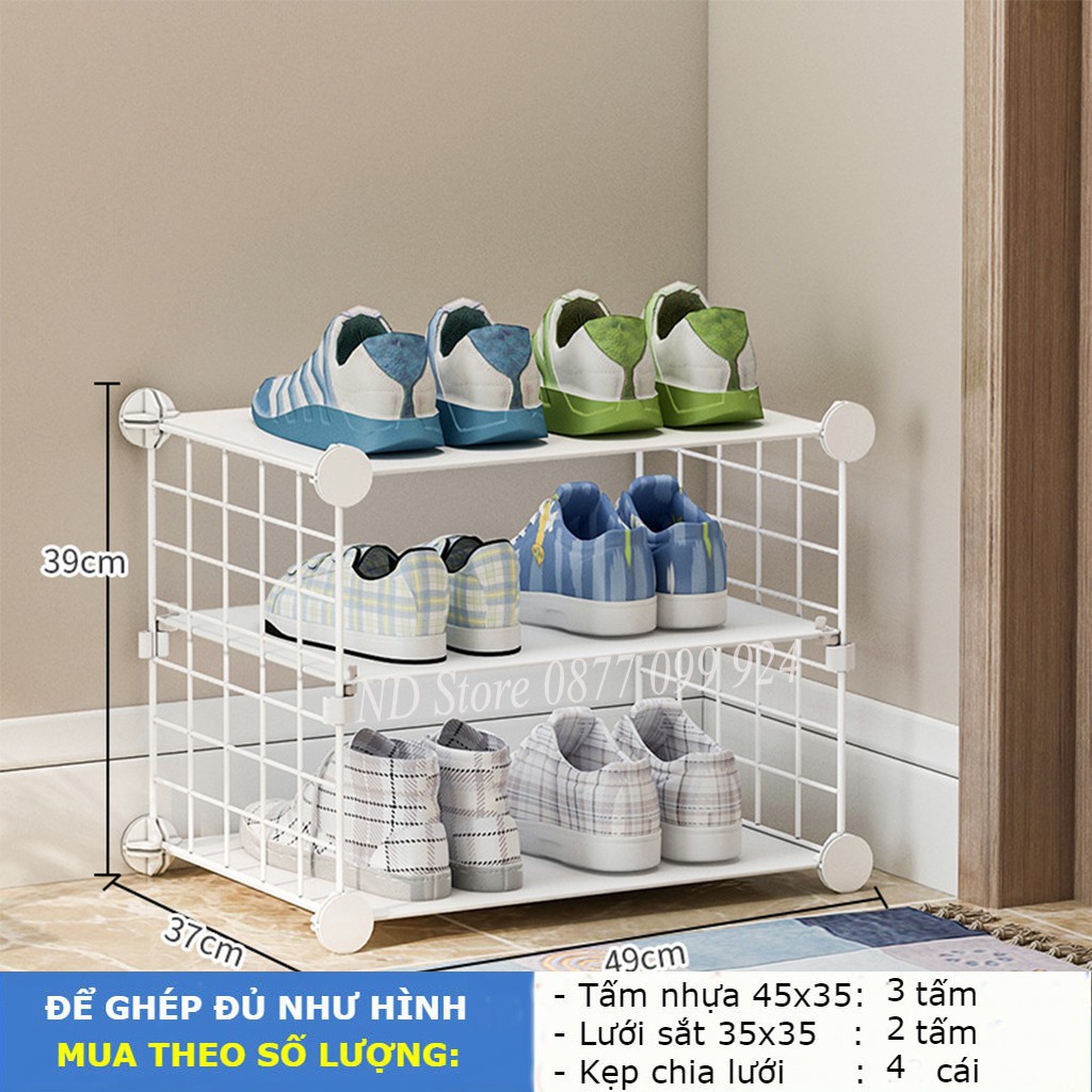 Kệ Giày Dép Lắp Ghép Bằng Tấm Lưới 35x35, 45x35 ( Hồng, Đen, Trắng ), Chống Rỉ - Decor Theo Cách Của Bạn