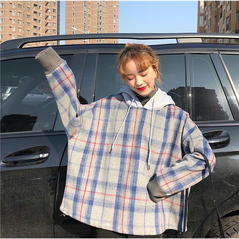 Áo Hoodie Tay Dài Dáng Rộng Kẻ Sọc Kiểu Hàn Quốc Cá Tính