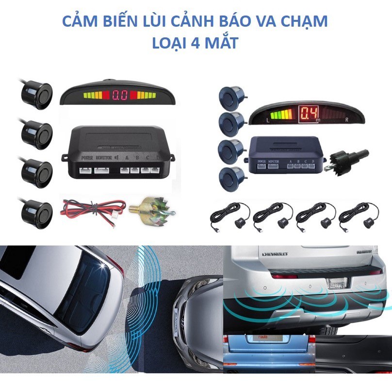 BỘ CẢM BIẾN LÙI 4 MẮT, cảnh báo va chạm Ô TÔ