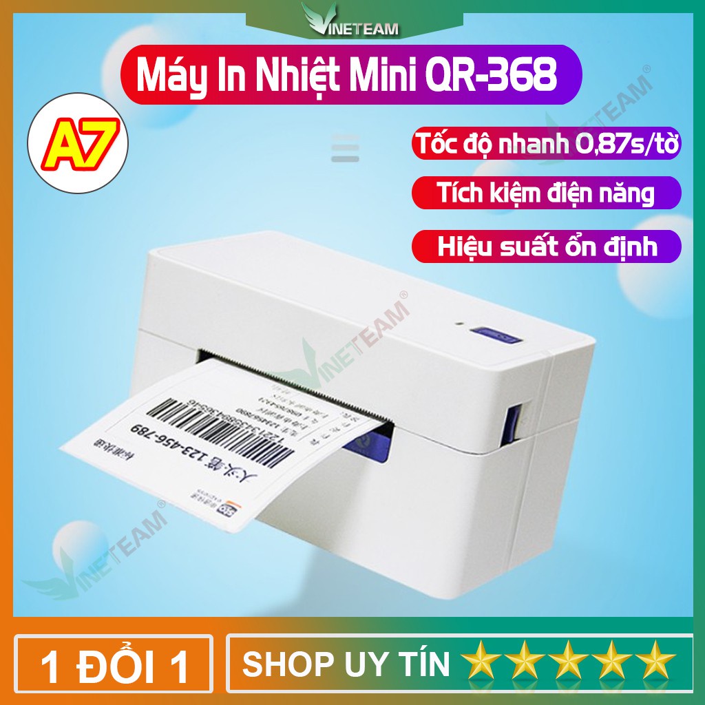 Máy In Mã Vạch Đơn Hàng Hóa Đơn Trên Các Sàn TMĐT QR-368 Máy In Nhiệt Không Cần Mực Mini Code Barcode