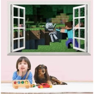 Decal dán tường minecraft 3D