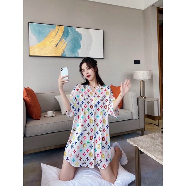VÁY SƠMI HOẠ TIẾT L V XINH