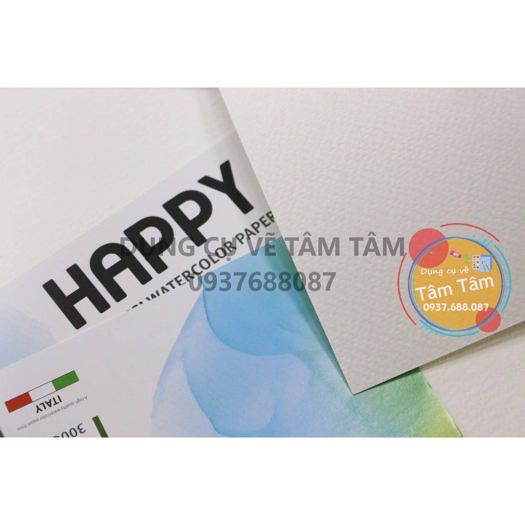 Giấy vẽ màu nước Happy 300gsm, Giấy Canson 300gsm Happy size A5/A4/A3/A2/A1-