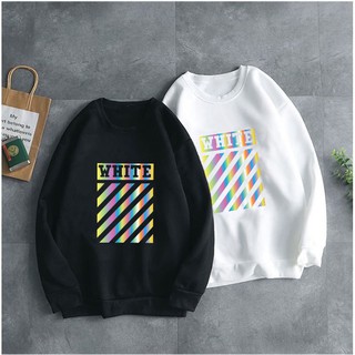 Áo Sweeter Nỉ Trơn Dài Tay Off White Phản Quang