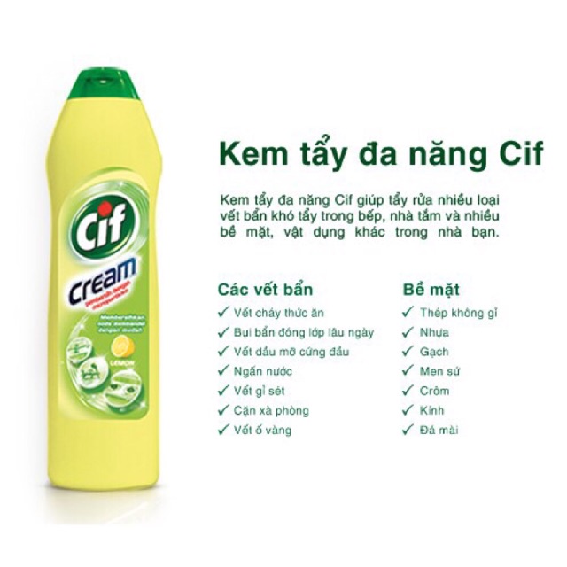 SALE Kem tẩy đa năng nhà bếp CIF vàng - chai 690g (Siêu HOT)