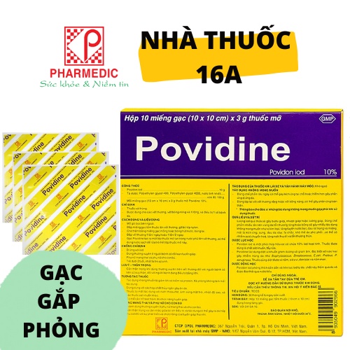 (1 MIẾNG HOẶC HỘP NGUYÊN) GẠC MIẾNG POVIDINE - GẠC SÁT KHUẨN VẾT THƯƠNG, VẾT BỎNG NÔNG