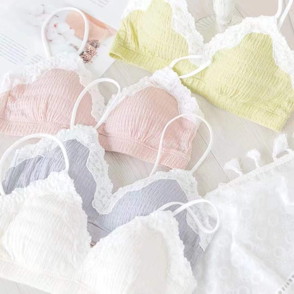 Áo Ngực Tam Giác Không Gọng Màu Sắc Trơn Thoải Mái Thoáng Khí Phong Cách Nhật Bản