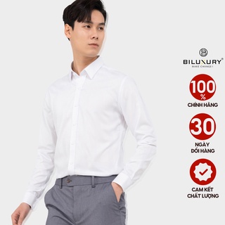 Áo sơ mi nam dài tay trắng kẻ sọc caro vân chìm đẳng cấp Biluxury 4SMDC002TRK