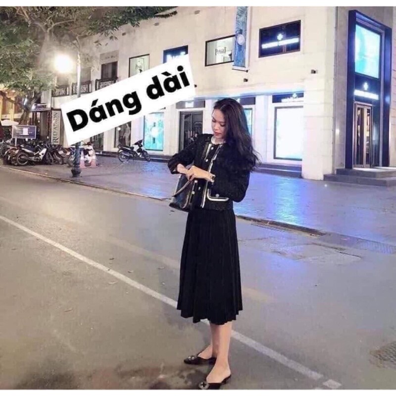 CHÂN VÁY XẾP LY DÁNG DÀI