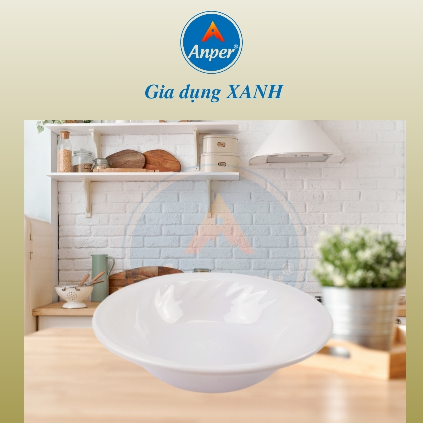 Bộ 3 Bát Tô Bèo Size 8 (20.1cm) Anper Nhựa Kiểu Nhật Hàn Cứng Cao Cấp An Toàn Sang Trọng, Dùng Gia Đình Và Nhà Hàng