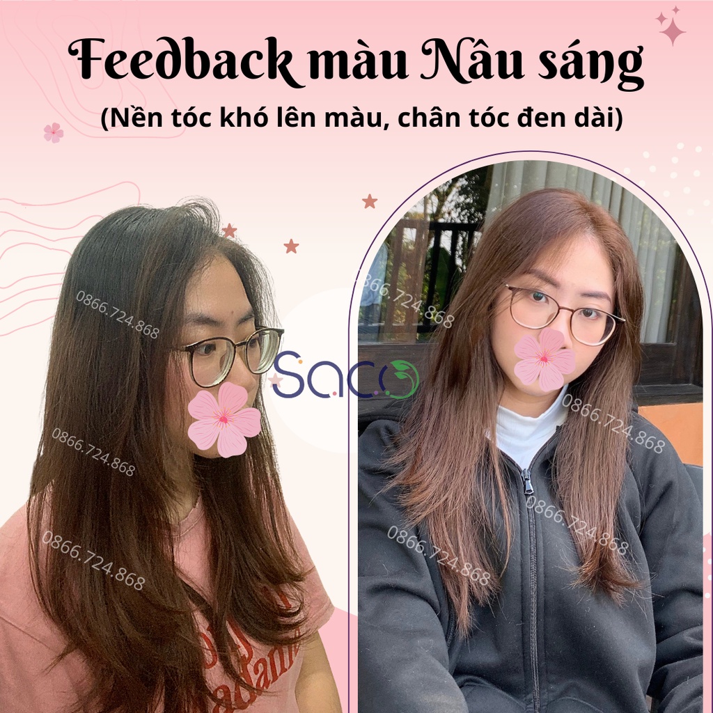 Dầu gội nhuộm tóc Nâu Sáng Saco Light Brown 01 thảo dược thiên nhiên không gây hư tổn cho tóc