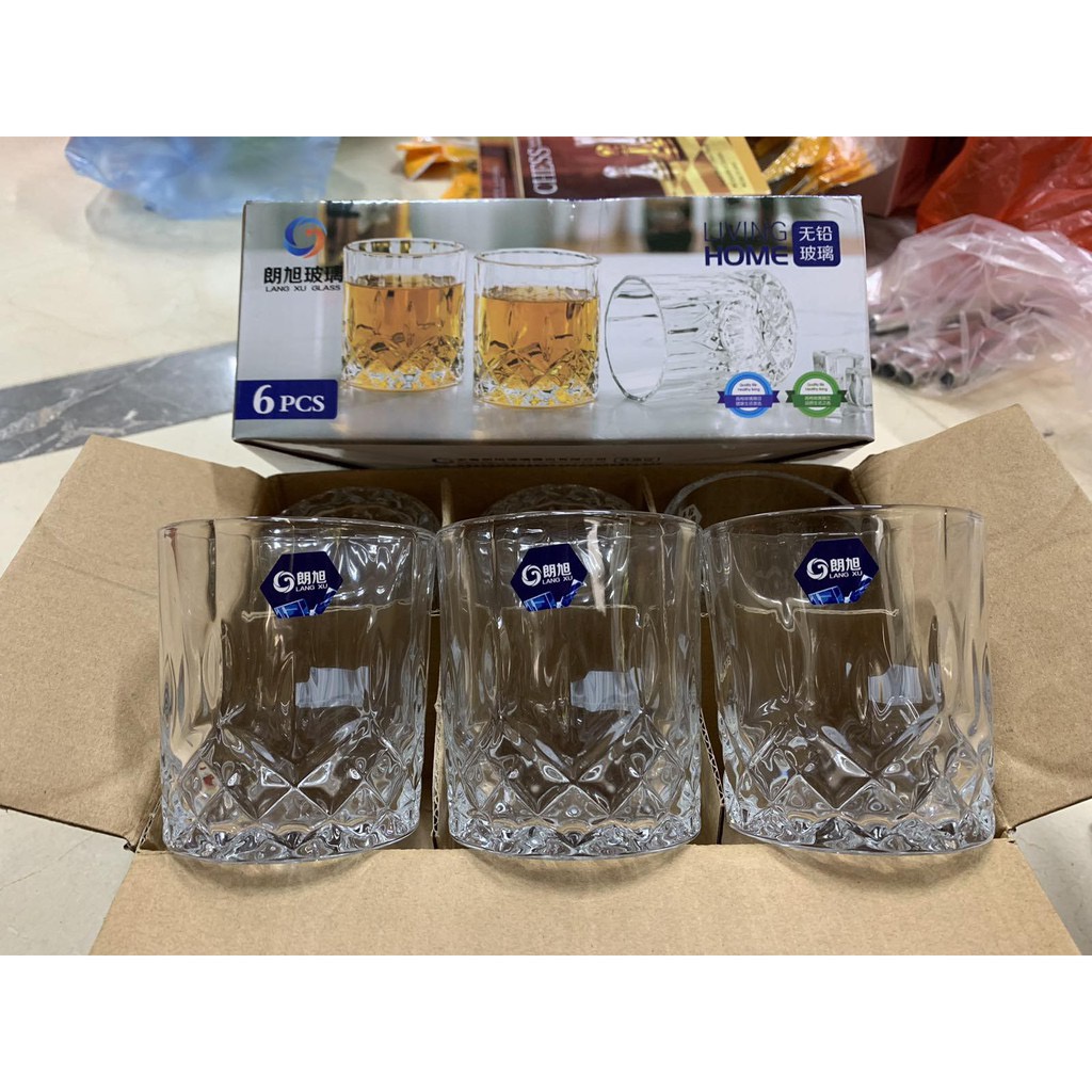 Bộ 6 cốc thủy tinh dáng trụ đế hoa