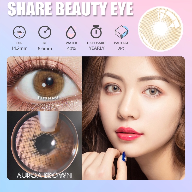 Cặp kính áp tròng EYESHARE màu đen xám tự nhiên thời trang dành cho làm đẹp mắt
