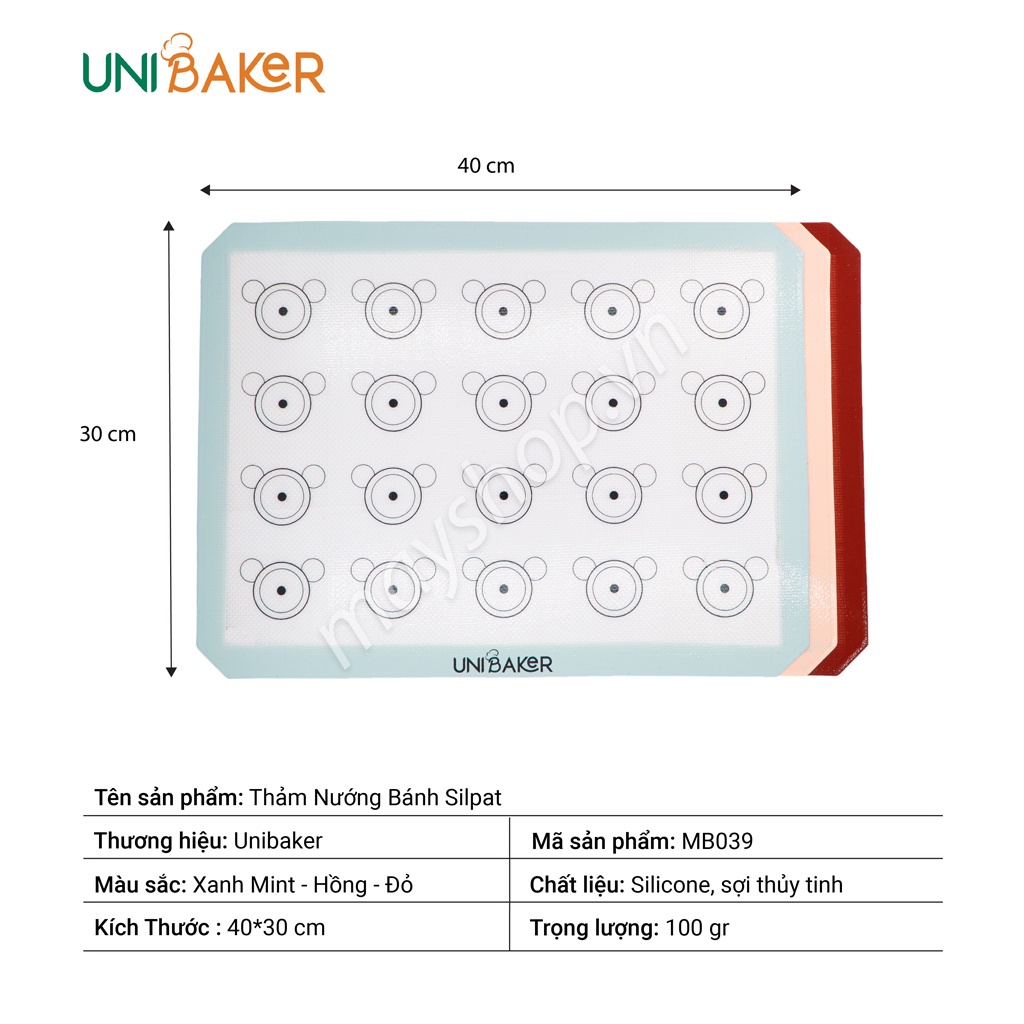 Tấm nướng sợi thủy tinh Unibaker (30x40cm)