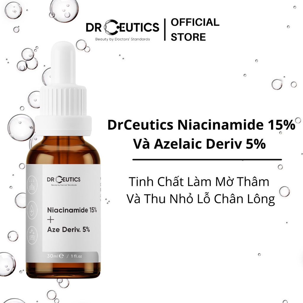 DrCeutics Tinh Chất Làm Mờ Thâm Và Thu Nhỏ Lỗ Chân Lông Niacinamide 15% Và Azelaic Deriv 5% (30g)