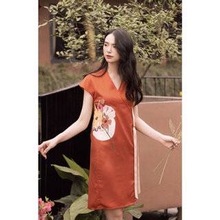 Đầm lụa cam dáng xuông Mayy Fashion - Lina Tống