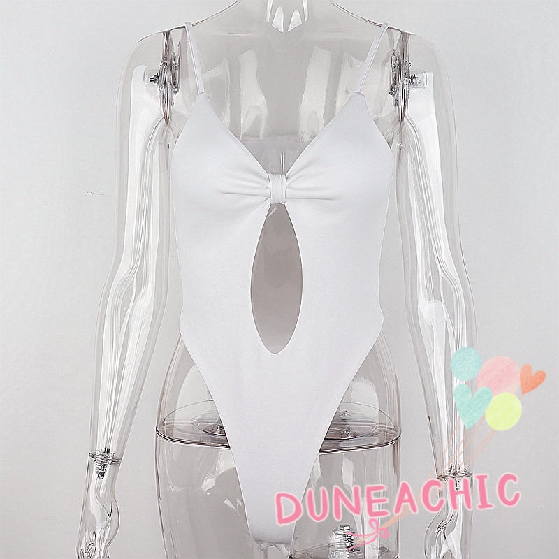 DUNEA Áo Liền Quần Hai Dây Hở Lưng Dáng Ôm Gợi Cảm Cho Nữ