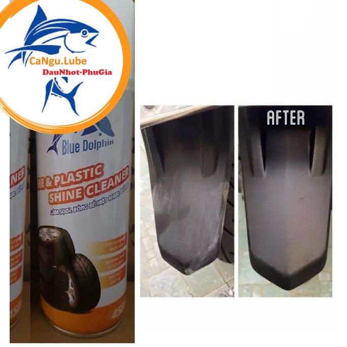 Chai xịt dưỡng nhựa nhám xe máy xe ô tô giúp phục hồi nhưa lại màu nguyên bản chai 450ml và có thể xịt làm bóng lốp xe