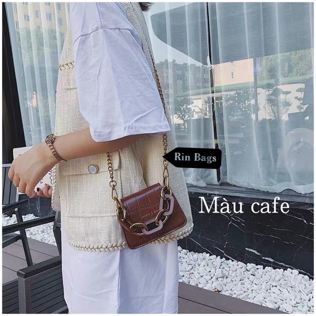 TÚI MINI ULZZANG TỨ GIÁC VUÔNG PHỐI QUAI XÍCH CỰC ĐẸP