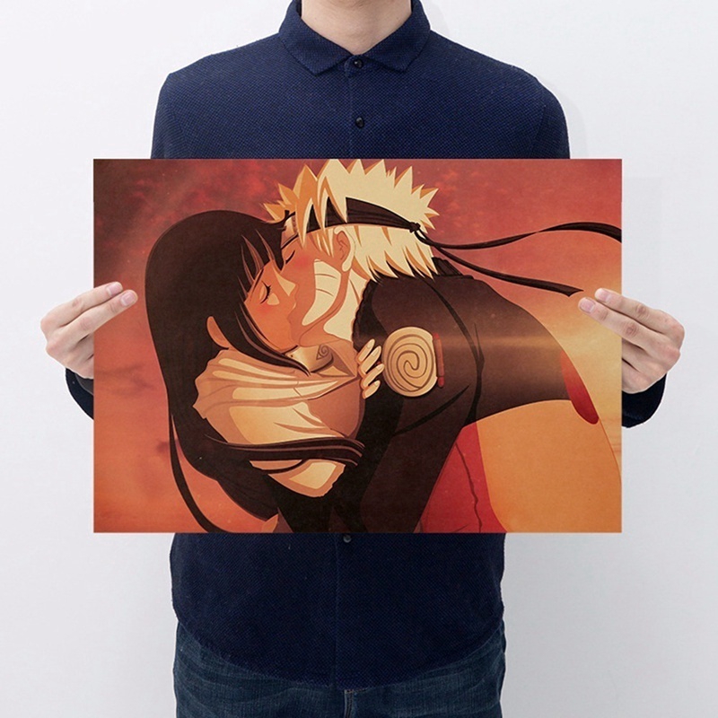 Poster giấy Kraft treo trang trí tường in hình các nhân vật trong anime Naruto