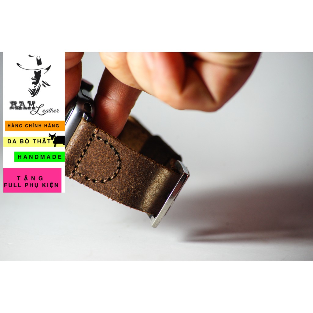 Dây đồng hồ Apple Watch , Iwatch , Iphone Watch Da Bò Kiểu Phi Công RAM Leather Pilot  Bền Đẹp