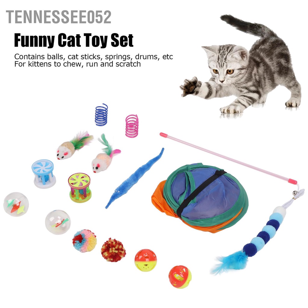 Tennessee052 15 cái Bộ đồ chơi cho mèo Tương tác Độc hại Lều bóng Chuột Springs Vui nhộn Kitten Loại