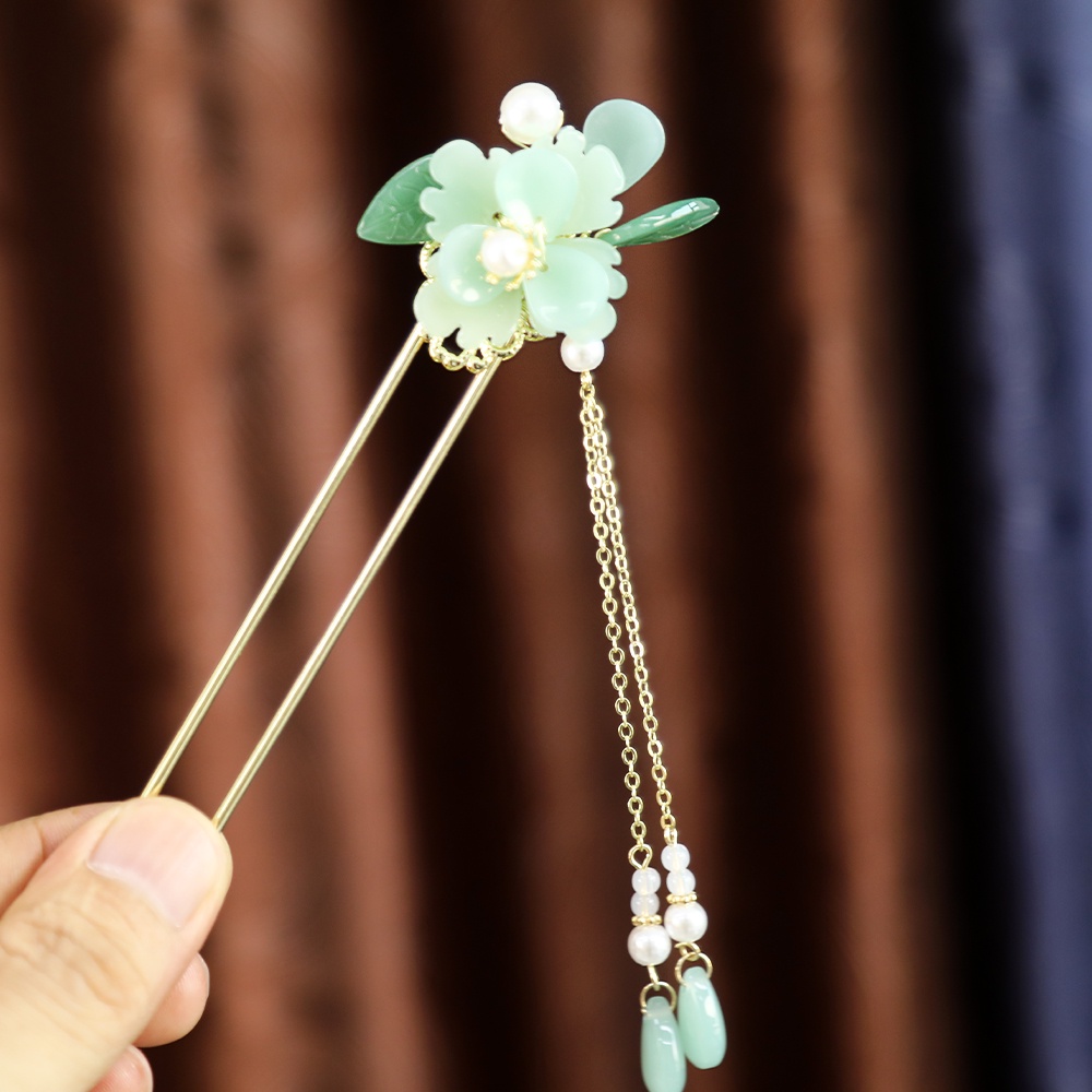 Trâm cài tóc Haimeikang hình chữ U đính hoa phong cách Trung Quốc thời trang cho nữ