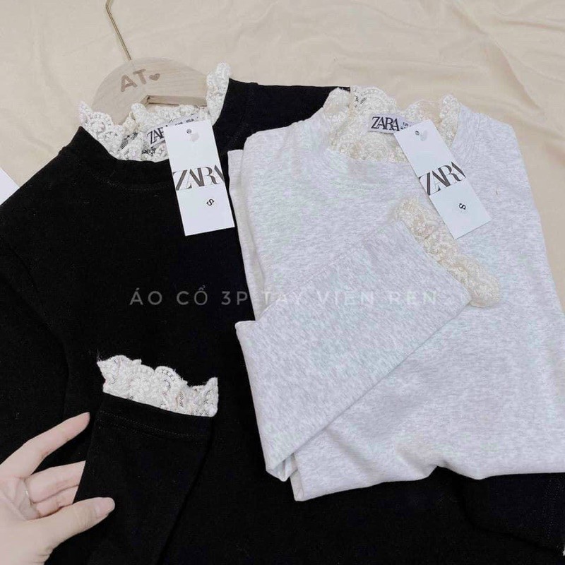 KÈM ẢNH THẬTÁO BASIC ĐEN TRƠN CỔ REN
