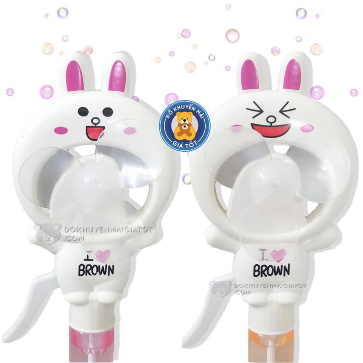 QUẠT MINI CẦM TAY KÈM THỔI BONG BÓNG 2 TRONG 1 HÌNH THỎ CONY VUI NHỘN CHO BÉ YÊU HL498-35