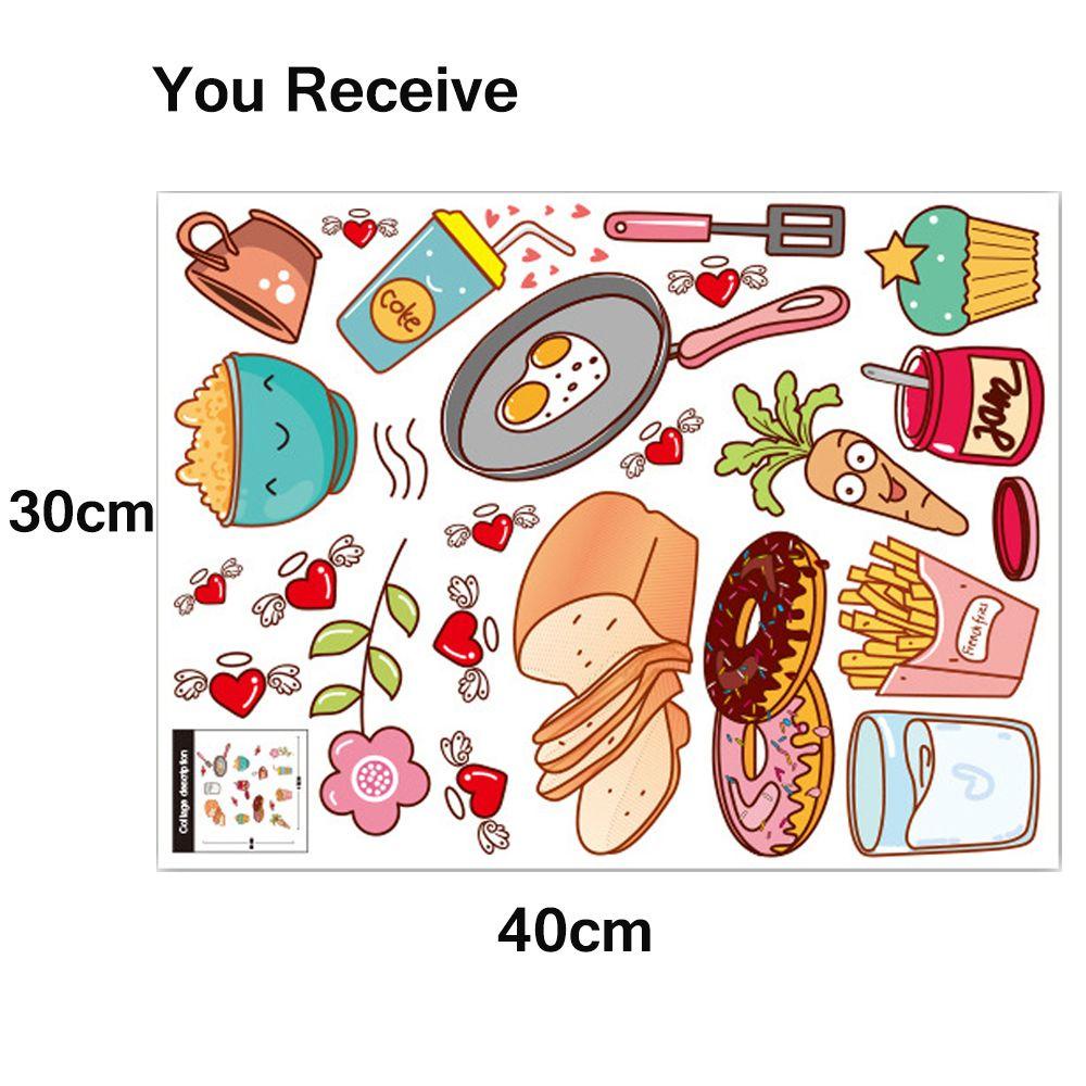 Sticker Dán Tường Tự Dính Chống Thấm Nước Họa Tiết Thức Ăn Vui Nhộn