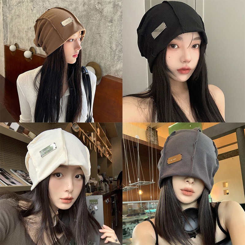 Mũ Len Dệt Kim Màu Sắc Trơn Phong Cách Hàn Quốc Dành Cho Nam Và Nữ