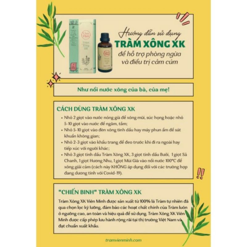 Tràm Xông XK Viên Minh 15ml 50ml HÀNG CHUẨN