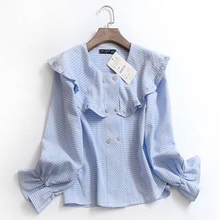 S575 Áo sơ mi kẻ ô xuất dư của ZARA