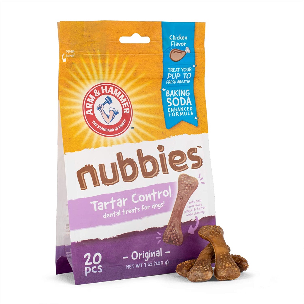 Gói 20 bánh xương vệ sinh răng cún Arm &amp; Hammer for Pets Nubbies for Dogs Dental Treat (Mỹ)