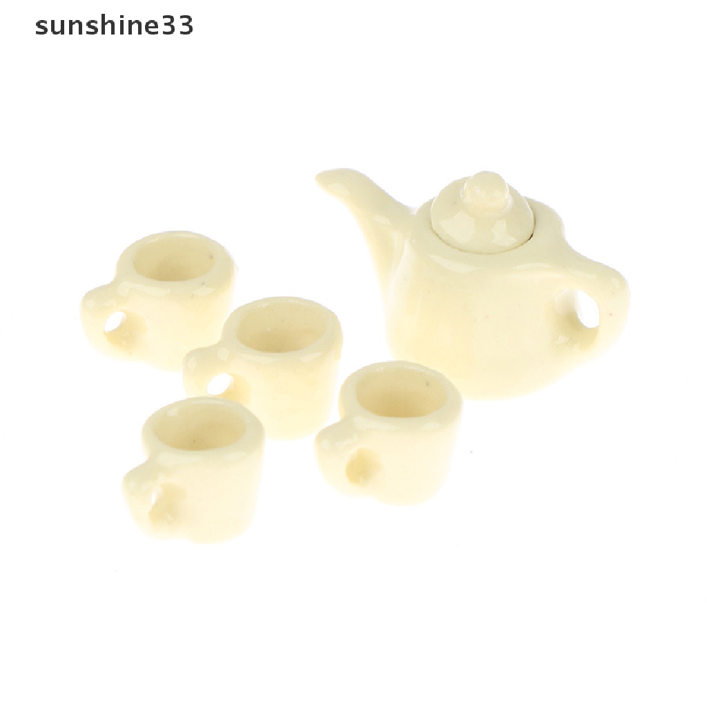 Bộ 5 Ấm Tách Trà Bằng Gốm Tỉ Lệ 1: 12 Trang Trí Nhà Búp Bê