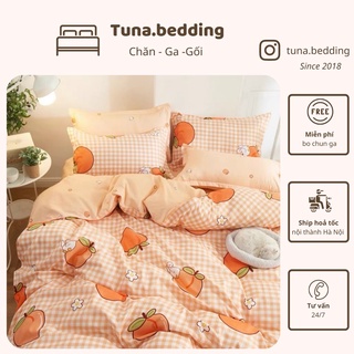 Bộ vỏ chăn ga gối - Đào cam caro - Chất liệu poly - Hàng nhập khẩu chất lượng cao - Đủ mọi kích thước