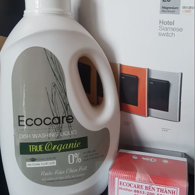 Nước rửa chén hữu cơ tinh dầu sả chanh Ecocare 2 lit công nghệ Đức,sạch chén bát mềm mịn da tay tự nhiên