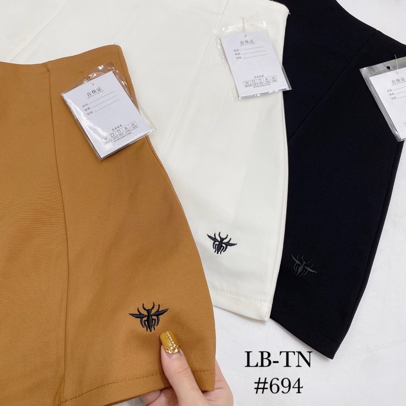 CHÂN VÁY DÁNG A THÊU ONG CD, CẠP CAO CHẤT CO GIÃN CÓ LÓT QUẦN TRONG BO CHUN MS19002 (H2-3)