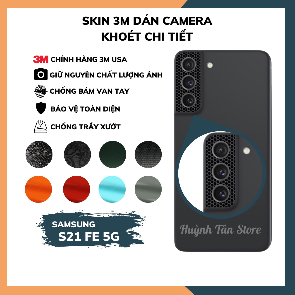 Miếng dán camera s21 fe skin 3m chính hãng từ USA chống trầy xướt mua 1 tặng 1 phụ kiện huỳnh tân store