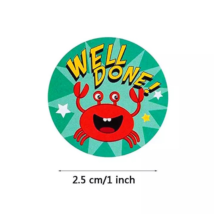 Cuộn 500 sticker nhãn dán khích lệ khen thưởng học tập cho bé yêu với nhiều họa tiết kèm slogan Baby-S – SST010