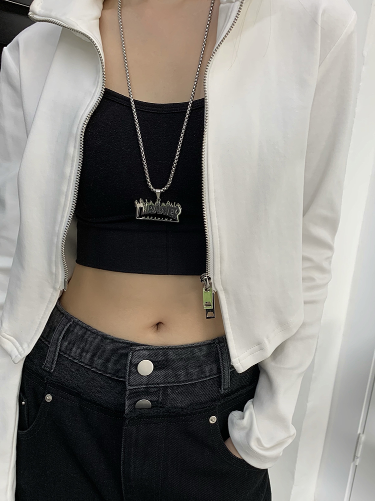 Dây Chuyền Thép Titan Mặt Hình Ngọn Lửa Phong Cách Hàn Quốc 22389