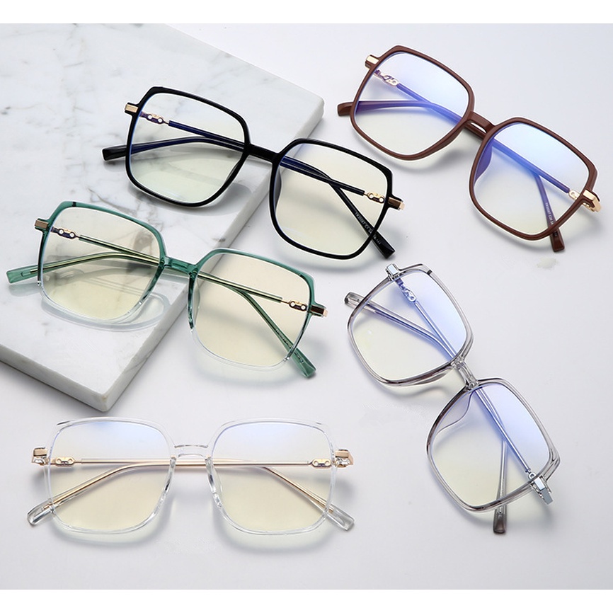 Kính Mát Gọng Vuông Lớn Bằng Kim Loại Phong Cách Vintage Hàn Quốc Cho Nữ