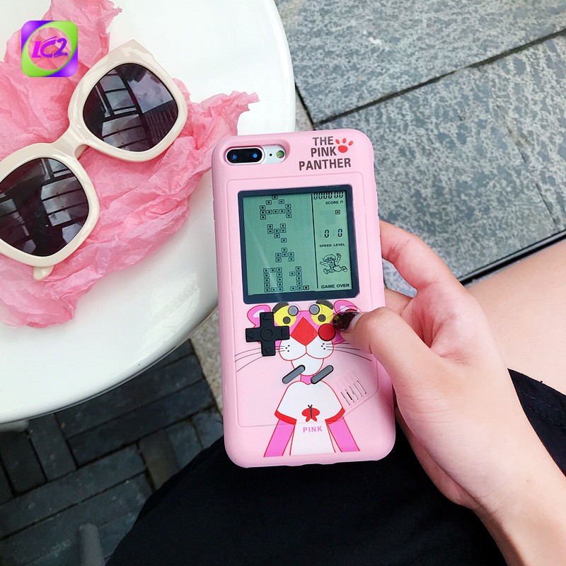 Game Phone Case Ốp điện thoại kiểu máy trò chơi bốn nút có hình báo hồng sành điệu cho iPhone X XS XR XS MAX