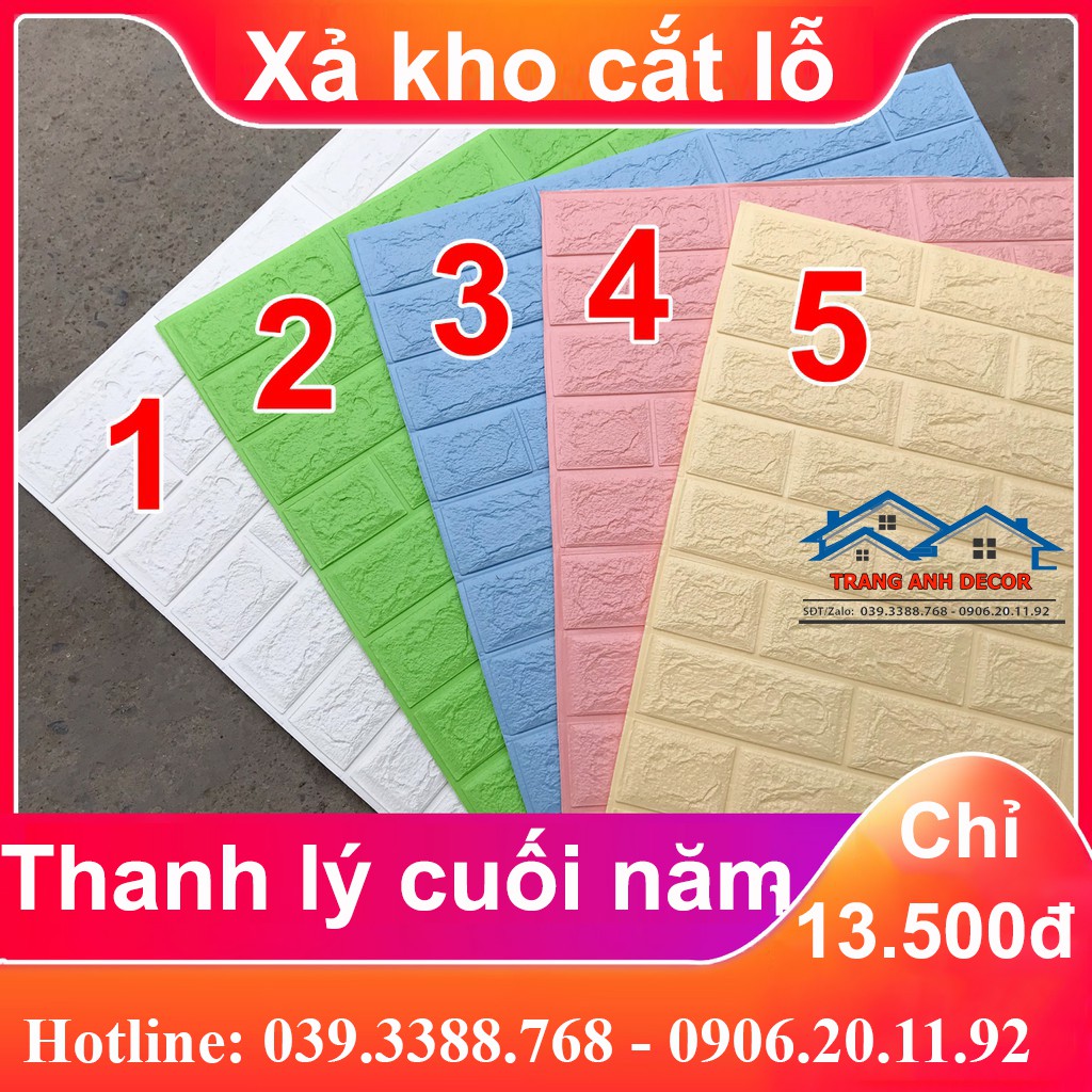 Xốp dán tường giả gạch 3D loại 3mm - Khổ lớn 70x77cm - Keo dán có sẵn, chống ẩm, cách âm, cách nhiệt