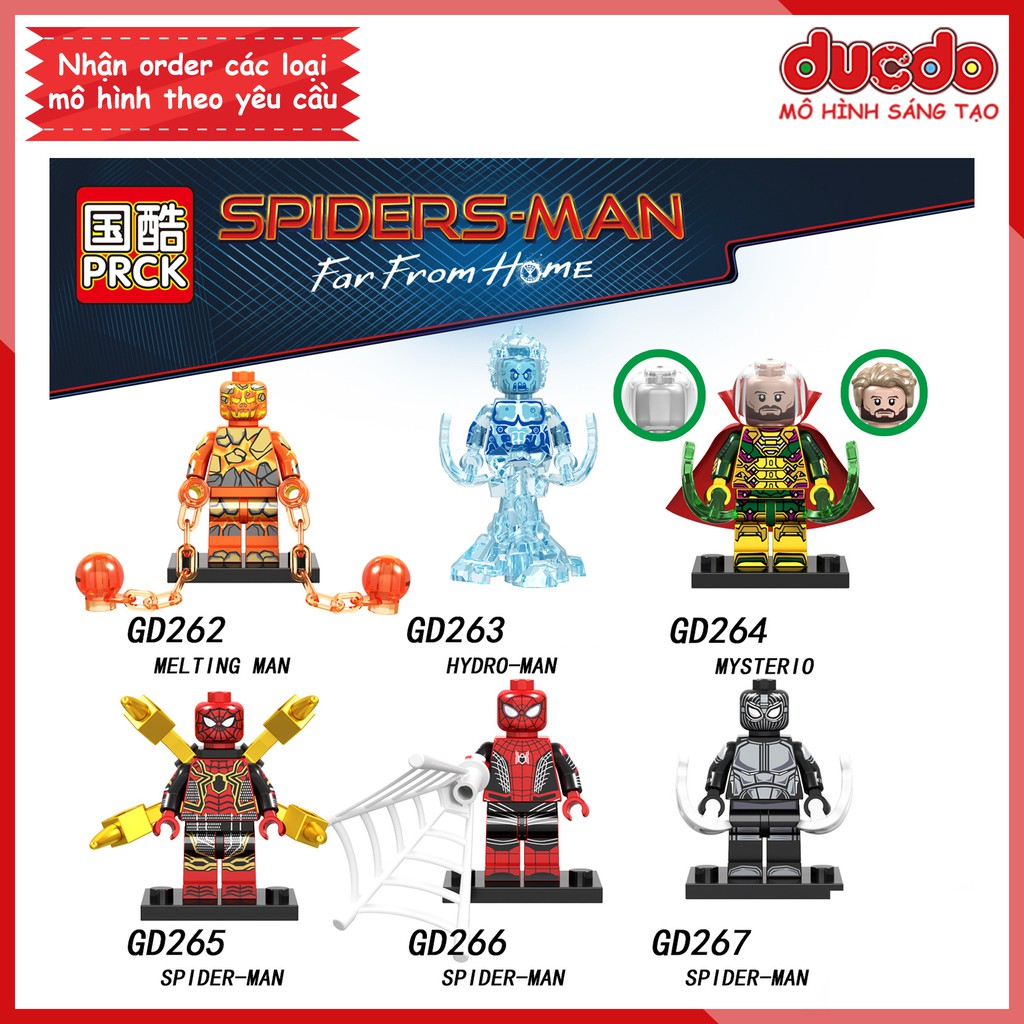 Minifigures các nhân vật Spider Man người nhện xa nhà - Đồ chơi Lắp ghép Xếp hình Mini Iron Man Mô hình GD 262-267 LeLe